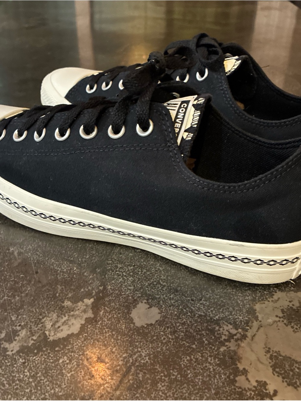 Converse Black Low-Top Canvas Sneakers  Steam Punk Men’s 10 Woman’s 12